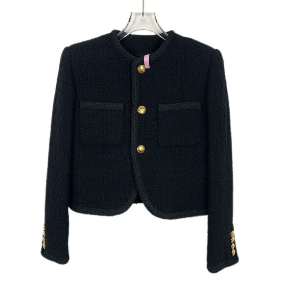 Celine Black Wool Blend Long Sleeve Jacket With Gold Button Details Size 34 - Picture 1 of 8